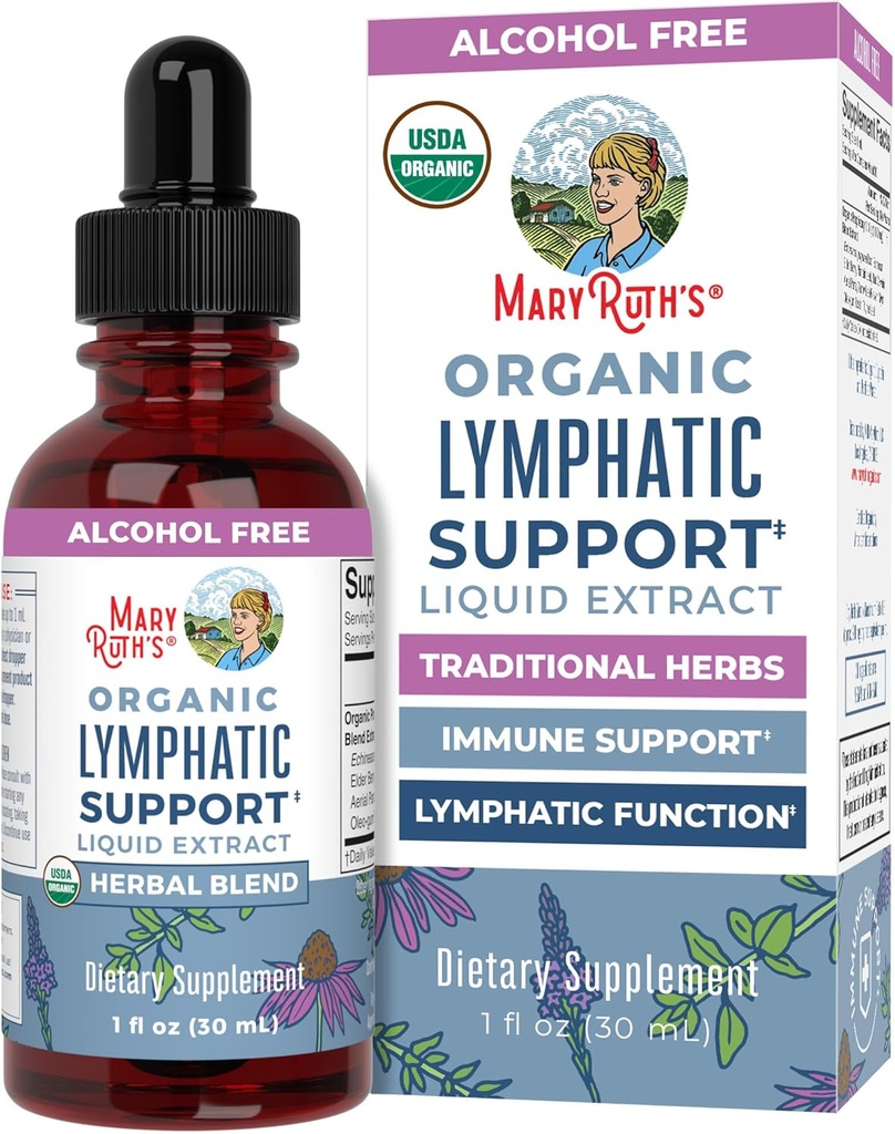MaryRuth Organics Lymphatic Support Drops  USDA Organic Lymphatic Cleanse Immune Support Suplemento persiste Lymphatic Support with Echinacea " Elderberry " Blue Vervain ← Vegan ← Non-GMO  durable 30 Servings