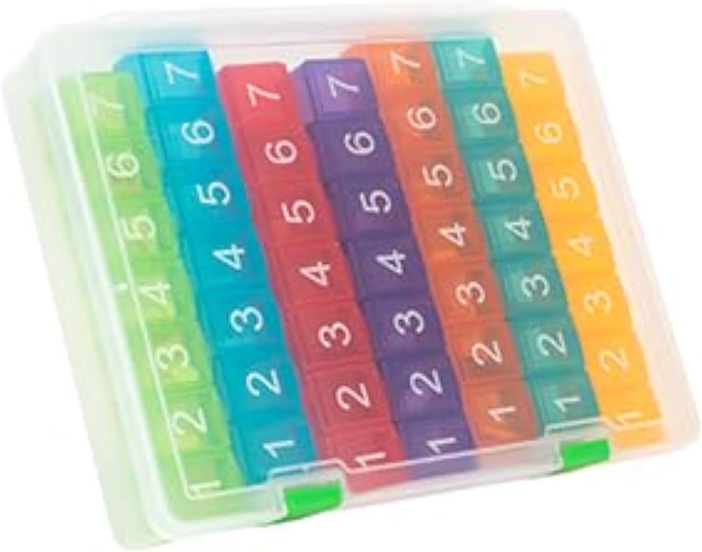e-Pill 7 veces al día x 7 días organizador semanal de píldoras, vitamina y medicina Pillbox (Rainbow)