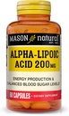 MASON NATURAL Alpha Lipoic Acid 200 mg, apoya la producción de energía, suplemento dietético, 60 cápsulas