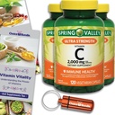 Elección Bundle Spring Valley Ultra Strength Vitamin C Capsules Suplemento dietético 2.000 mg 120 Ct 3 pk (360 Total) + Guía de vitaminas " Container (5 artículos)!