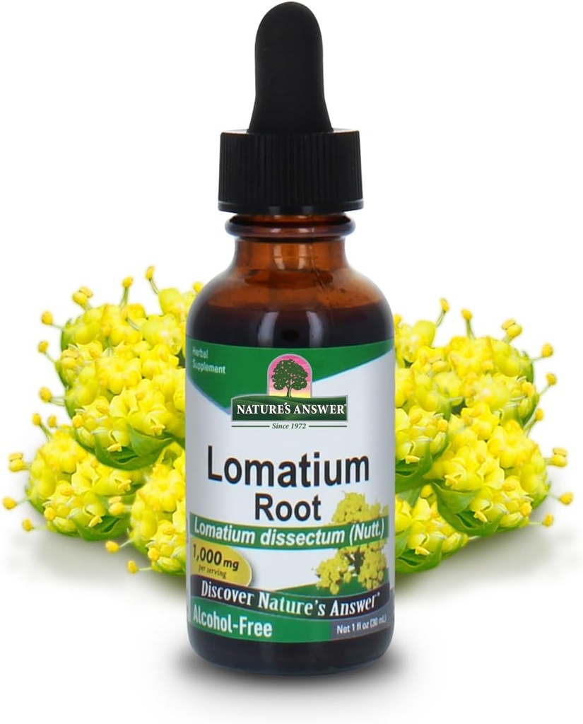 Respuesta de la naturaleza Lomatium Root Alcohol Gratis - 1000 mg - Gluten Gratis - Herbal - 1 fl oz (Pack of 2)
