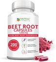 Beet Root Capsules - 1200mg Por Serving - 200 Beet Root Powder Capsules - Beetroot Powder Supports Blood Pressure, Athletic Performance, Digestive, Immune System (Pure, Non-GMO &amp; Gluten Free