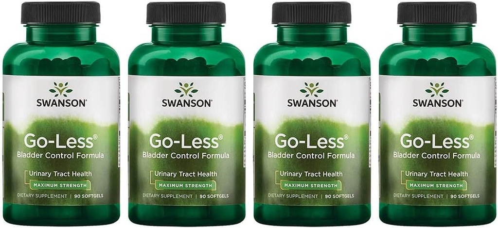 Swanson Go-Less Control de la vejiga Fórmula - Promueve la salud y la vejiga sana del tracto urinario Soporte - Suplemento natural para adultos con extracto de semilla de calabaza - (90 Softgels) 4 Pack