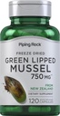 Piping Rock Green Lipped Mussel 750mg  120 Capsules ← Suplemento para los seres humanos ← Freeze Dried from New Zealand ← Non-GMO, Gluten Free