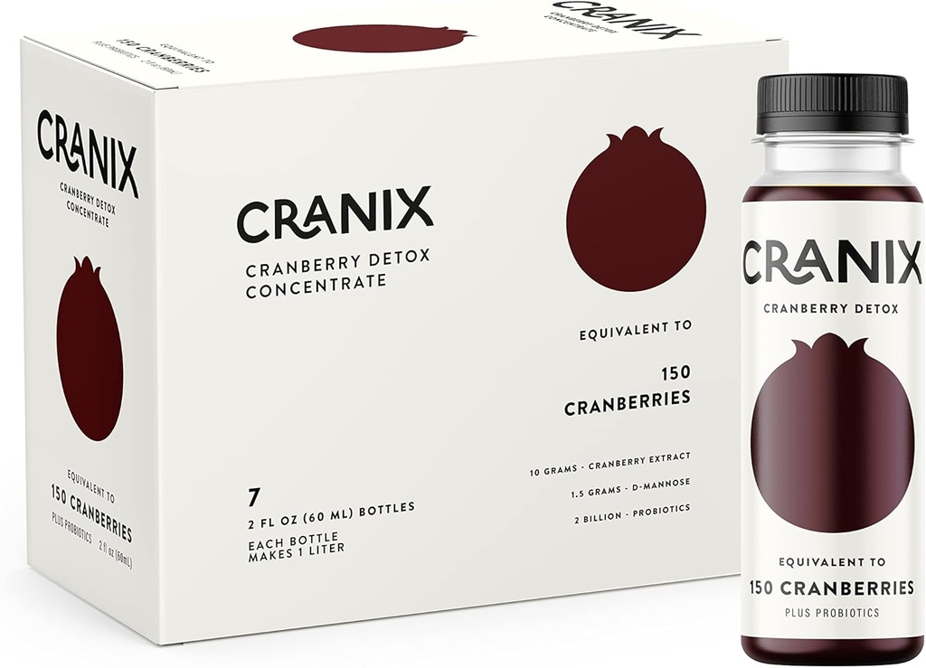 NGL Cranix - Natural Cranberry 2fl oz Detox Zapatos para el bienestar urinario - 7 Pack - Plus Apple Sider Vinegar, Probióticos, D-Mannose y Betaine
