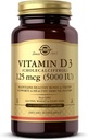 Solgar Vitamina D3 (Cholecalciferol) 125 mcg (5000 UI), 240 cápsulas vegetales - Ayuda a mantener los huesos saludables " dientes - Apoyo al sistema inmunológico - No GMO, Gluten Gratis - 240