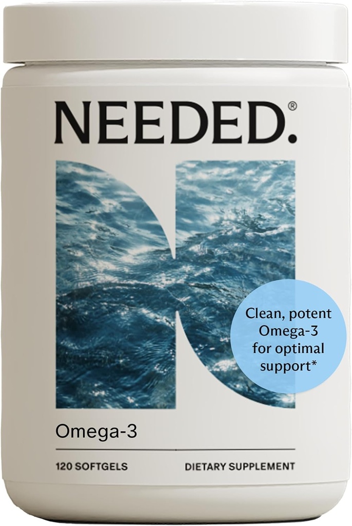 Necesitado. Prenatal Omega-3 - Dosis de alta potencia de aceite de pescado de origen sostenible, 1000mg DHA, 1000mg EPA, Encasada en un Shell de Softgel sin gelatina