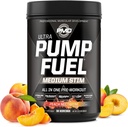 PMD Sports Pump Fuel Ultra Medium Stim - Premium Pre Workout Powder &amp; Muscle Pump, Greater Focus, Endurance & Recovery, Premium Creatine, Arginine & Beta Alanine - Peach Nectarine (30 Servings)