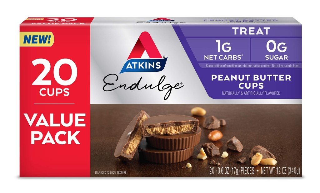 Atkins Endulge Peanut Butter Cups, Dessert Favorite, Low Carb, 0g Sugar, 20 Conde