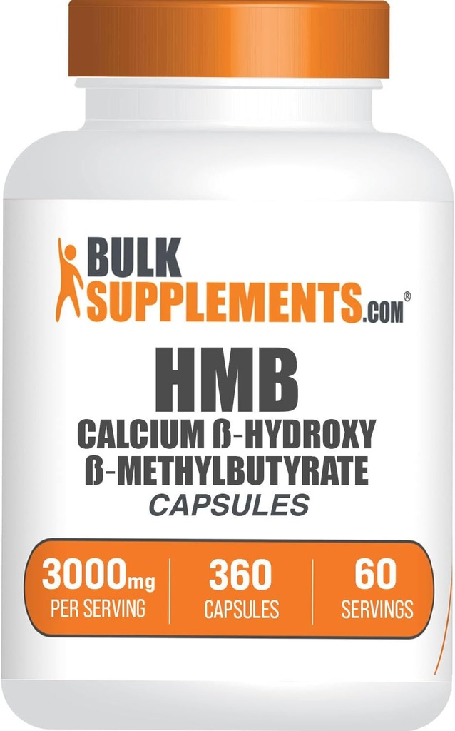 BulkSupplements.com Capsules HMB - como suplemento HMB de calcio, Beta-Hydroxy Beta-Metilbutyrate - Gluten Gratis, 6 cápsulas por servicio (3000mg), 360 Conde (Pack of 1)