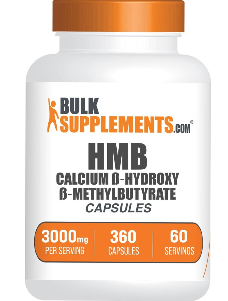 BulkSupplements.com Capsules HMB - como suplemento HMB de calcio, Beta-Hydroxy Beta-Metilbutyrate - Gluten Gratis, 6 cápsulas por servicio (3000mg), 360 Conde (Pack of 1)