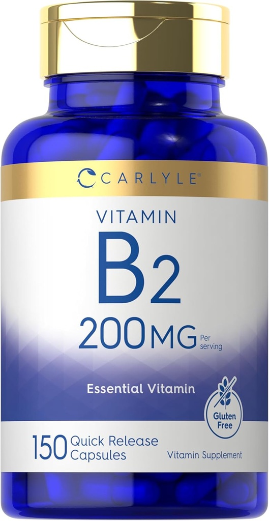 Carlyle Vitamina B-2 Silencioso Riboflavin Silencio 200mg Silencio 150 Conde Silencio Vegetariano, No Gluten Suplemento Esencial Libre