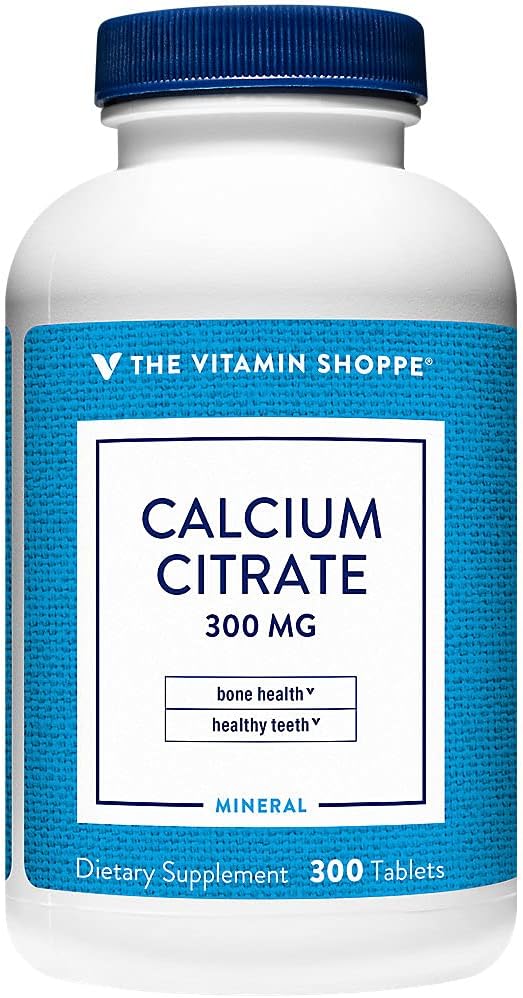 Calcio Citrate 300mg - Mineral Essential for Healthy Bones & Teeth, Well Absorbed Form of Chelated Calcium – 100% from Citrate & Dicaclium Phosphate (300 Tablets) by The Vitamin Shoppe