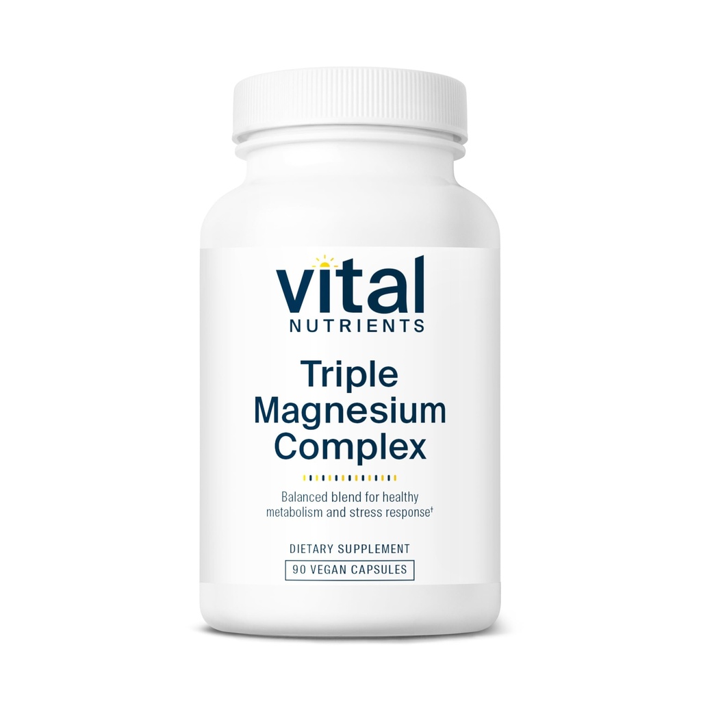 Nutrientes Vitales Complejo de Magnesio Triple Suplemento de Magnesio Vegan Glycinate, Malate " Oxide 250mg ANTE Easi Absorbed Magnesium Supplement for Stress, Muscle, Heart, Bone Support TENIDO 90 cápsulas
