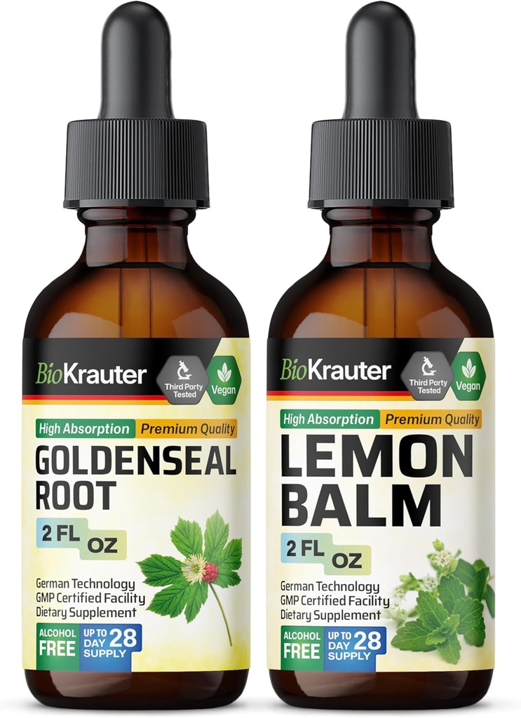 BIO KRAUTER Goldenseal Tintura 2 Fl. Oz. & Lemon Balm Tincture 2 Fl. Oz.