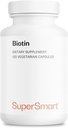 Supersmart - Biotina 10.000mcg / 10g por día (High Potency) - Vitamina B7 Biotin Suplemento - Saludable pelo, pieles y uñas ← No GMO &amp; Gluten Gratis - 120 cápsulas vegetarianas
