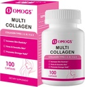 OMOGS Collagen Peptides Capsule,Colágeno hidrolizado de origen natural con prebiótico & extracto de arándano - Pelo, Esquí, Nail, Conjunto, Salud Digestiva & Immune Support, Non-GMO, 100 cápsulas