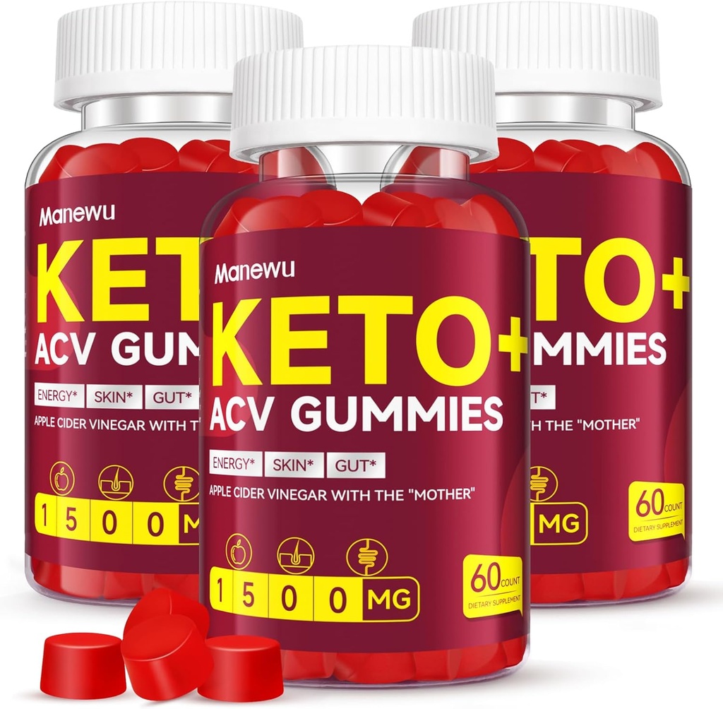 Keto ACV Gummies - 1500mg Apple Sider Vinegar con Madre - Vegan, No GMO, Orgánica Apple Sider Vinegar Gummies para Mujer Hombre, Detox &amp; Cleanse, 3 Pack