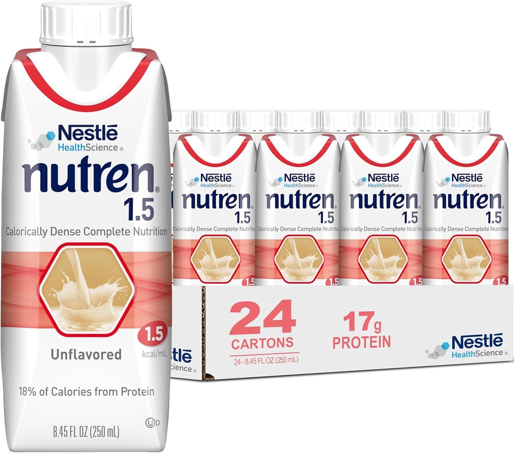 Nestlé Nutren 1.5 Tube Alimentando Fórmula Desarrollado 250 mL Carton 24 Ct