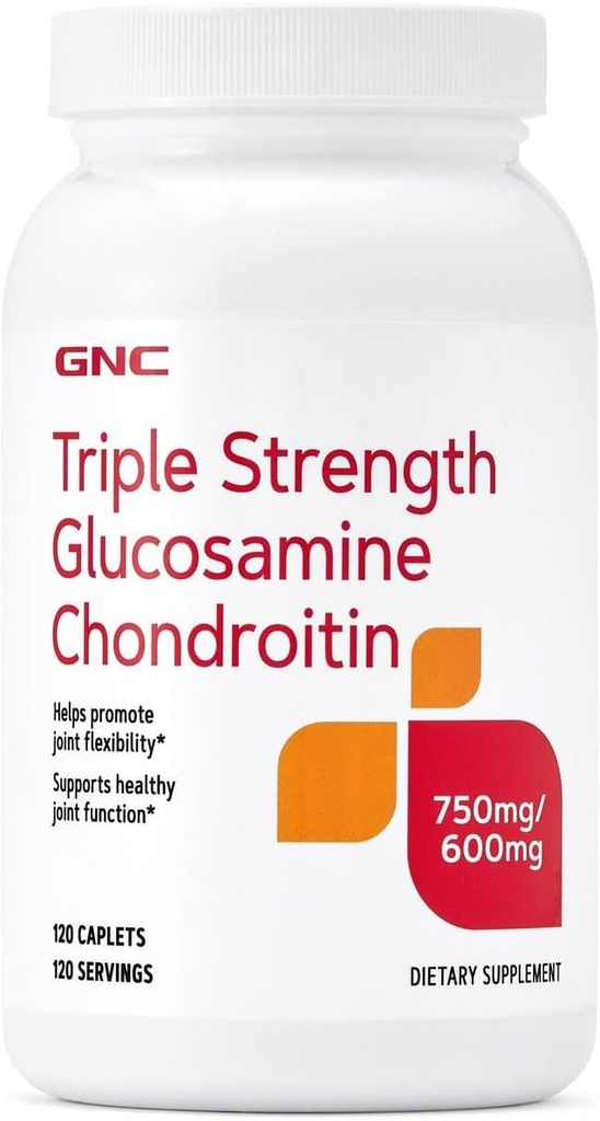 GNC Triple Strength Glucosamine Chondroitin 750mg/600mg, 120 Caplets, soporta la función conjunta saludable