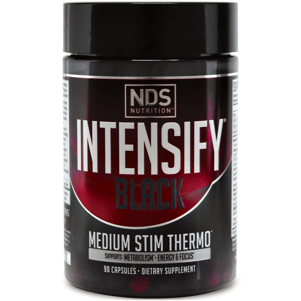 Intensificar la Nutrición NDS Negro - Licuado termogénico con Advantra Z para la pérdida de grasa y agua - Metabolismo más fuerte, Calorias quemadas, Ayuda a Suprimir Appetite - Mejorar el tono corporal, Definición muscular - 90 cápsulas