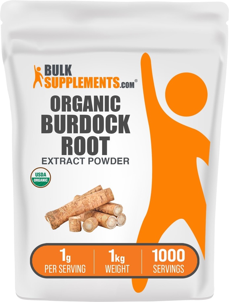 BulkSupplements.com Orgánica Burdock Root Extract Powder - Burdock Root Powder, Herbal Supplement - Vegan & Gluten Free, 1g per Serving, 1kg (2.2 lbs) (Pack of 1)