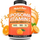 Nutrivein Premium Liposomal Vitamina C Suplemento 1650mg - 180 Caps: High-Absorption High Dose Vitamin C Capsules for Whole-Body Defenses &amp; Global Well-Being