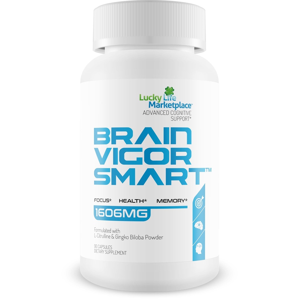 Cerebro Vigor Smart Brain Booster - Soporte extra de fuerza para Focus, Salud y Memoria - Fórmula mejorada hecha con el mushroom de Mane de León &amp; Ginkgo Biloba - Nuestras mejores píldoras inteligentes de Vigor cerebral