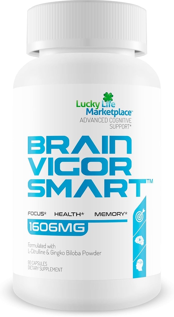 Cerebro Vigor Smart Brain Booster - Soporte extra de fuerza para Focus, Salud y Memoria - Fórmula mejorada hecha con el mushroom de Mane de León &amp; Ginkgo Biloba - Nuestras mejores píldoras inteligentes de Vigor cerebral