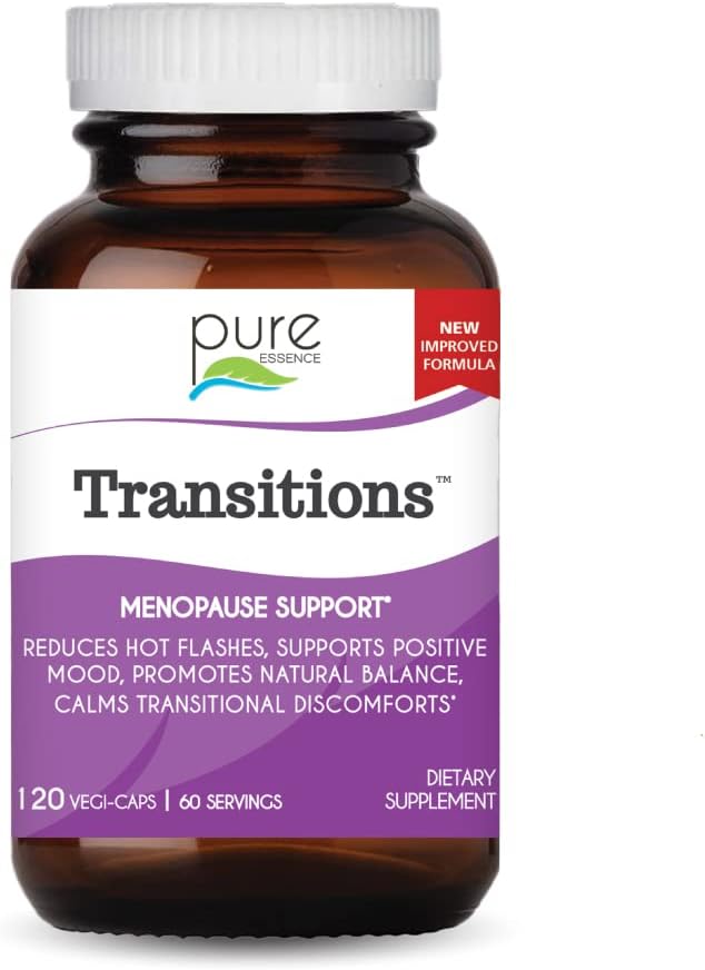Laboratorios de Esencia Pura Transiciones Vitaminas para Mujeres, Alivio de la Menopausa Natural Complemento para Promover Equilibrio de Hormonas, Reducir Flashes Calientes, Mood Swings & Night Sweats, 120 Capsules
