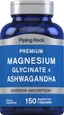 Piping Rock Magnesium Glycinate y Ashwagandha  vísperas 150 Capsules  Premium Complex Fórmula ← Vegetarian Supplement ← Non-GMO, Gluten Free