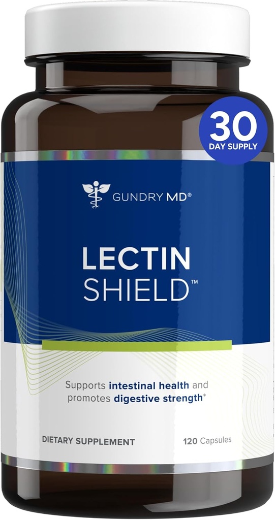 Gundry MD® Lectin Shield, Gut Health and Digestion Supplement, Helps Block Potentially Harmful Lectins, Supports Digestive Comfort, and Intestinal Health †*, 30 Day Supply