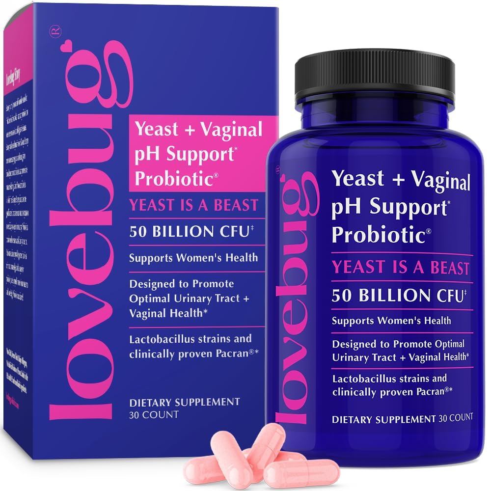 LOVEBUG Probiotics for Women with Pancran® – Multi-Strain Probiotic Supporting UTI, BV, Odor & PH Balance - Vaginal Probiotics for Womens Intimate Flora & Digestive Health - 30 Capsules