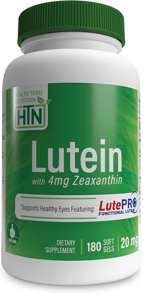 Lutein 20mg con Zeaxanthin 4mg 180 Softgels tención All-Trans Marigold Extracto en la naturaleza Identical 5:1 Ratio ← Apoya Ojo Saludable, Esquía y Cerebro ← No GMO Soy &amp; Gluten Free ← Salud Thru Nutrition