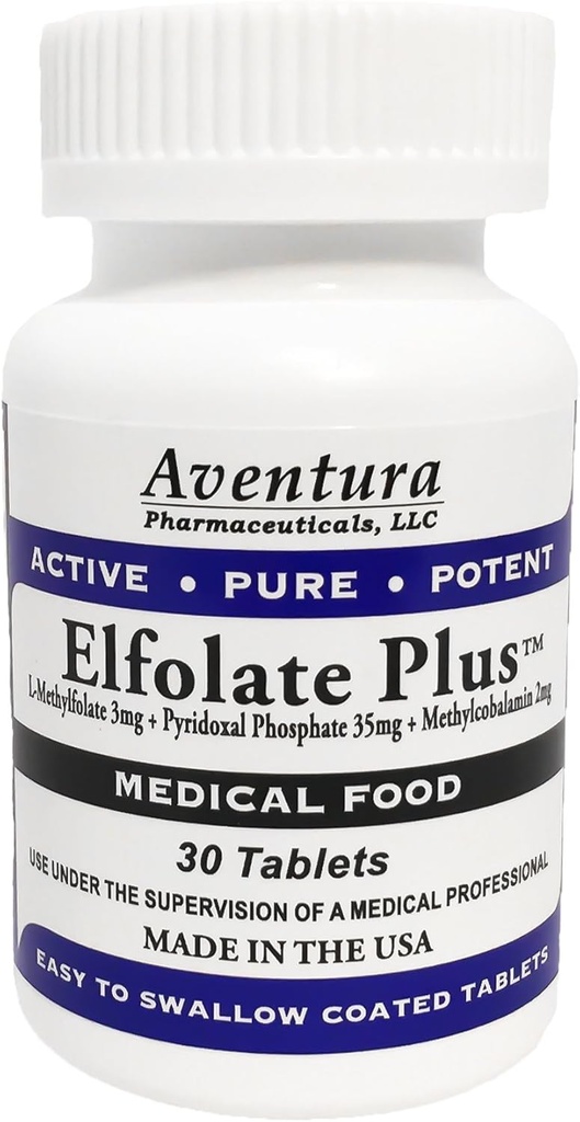 Plus® 3mg L-Methylfolate Metil Folate Methylfolate Medical Food Supplement Professional Strength Active Pure Potent 30 Tablets