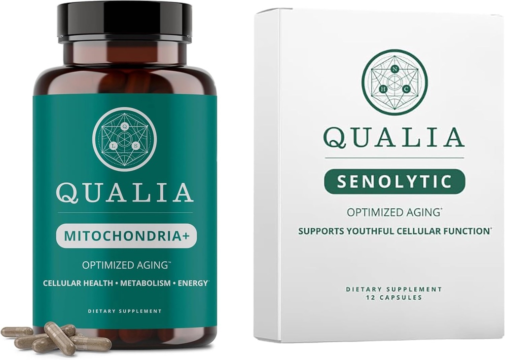 Qualia Life Sciences Bundle Qualia Mitochondria+ " Qualia Senolytic, Aging Supplements That Supports Optimal Cell Repair " Rejuvenation