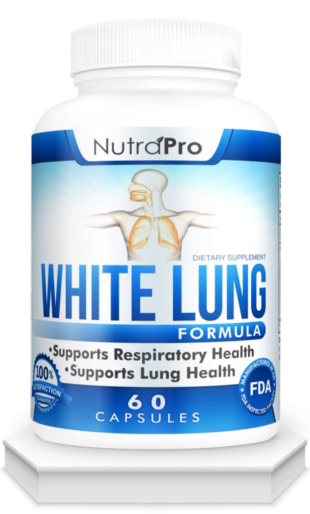 White Lung by NutraPro - Lung Cleanse And Detox.Support Lung Health. Soporta Salud Respiratoria. 60 Cápsula - Hecho en GMP Centro certificado.