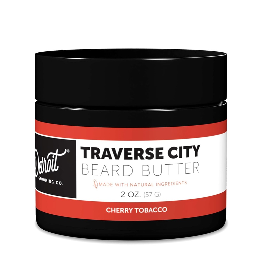 Detroit Grooming Co. Butter de barba para hombres ← Softens, Thickens & Hidratas con aceite de girasol " Mantequilla de manteca ¦ Traverse City Scent, 2oz