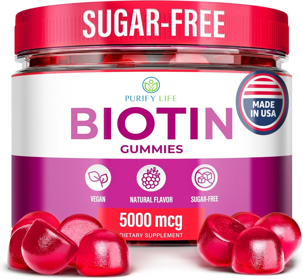 (Bulk - 120ct) Hair Growth Optimizer - Vegan Biotin Gummies - Tasty Biotin Supplement for Women &amp; Mens Thicker Hair - Nail Growth &amp; Strengtheninger for Brittle Breaking Nails & Skin Health, Gluten-Free