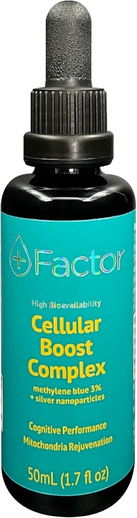 Más Factor Complejo de Boosto Celular - 3% USP Grade Metileno Azul &amp; Plata Nano Partículas - Enfoque cerebral > Memoria mejorada - Booster de Mitocondria - Oxígeno de Boosto - Producción más Energía