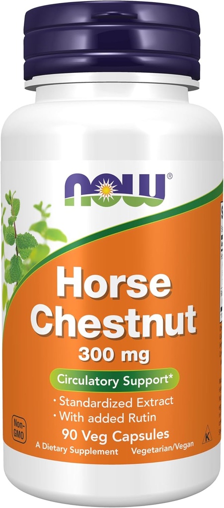 AHORA Alimentos Suplementos, Caballo Chestnut 300 mg con Añadido Rutina, Apoyo Circulatorio*, 90 cápsulas de Veg