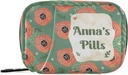 Caja de píldoras personalizada 7 Día bolsa de almohadas vintage Poppies Floral Nombre personalizado Travel Pill Organizer Bag with Zipper Portable Weekly Case Compact Size for Vitamin Supplement Holder