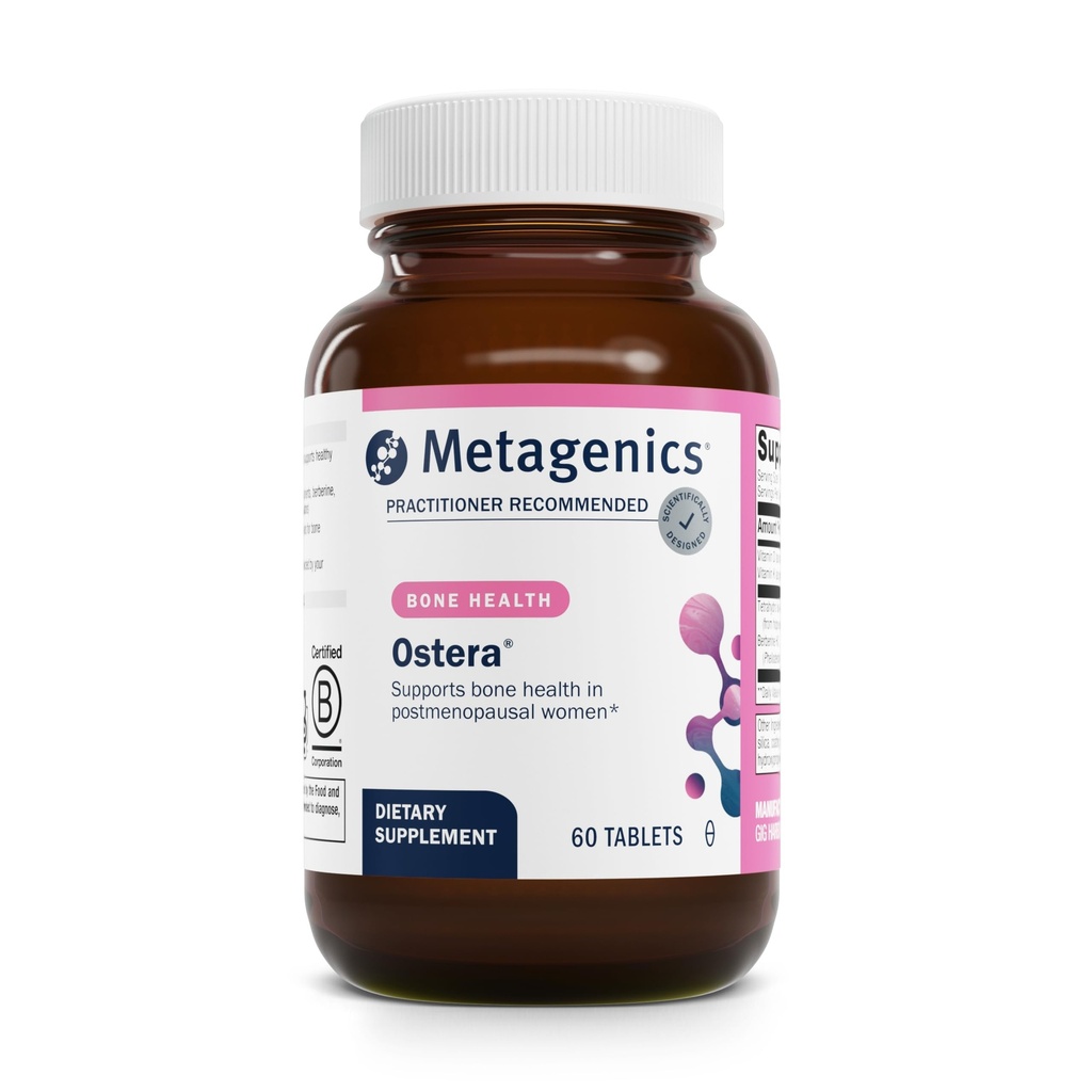 Metagenics Ostera - Remodelación de huesos saludables* - Suplementos de soporte de huesos para mujeres* - con vitaminas D &amp; K, hidrocloruro de bereberina - sin gluten - para mujeres posmenopáusicas - 60 tabletas