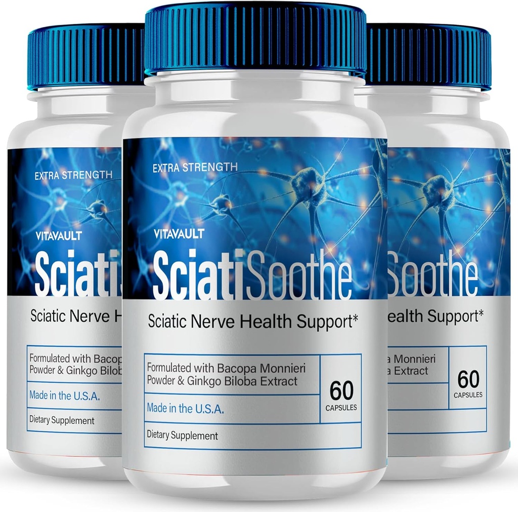 SciatiSoothe for Sciatica Capsules, Sciati Soothe Nerve Health Support, SciatiSoothe Supplement Advanced Formula, Nerve Support Pills - Maximum Strength - SciatiSoothe Reviews (3 Pack)