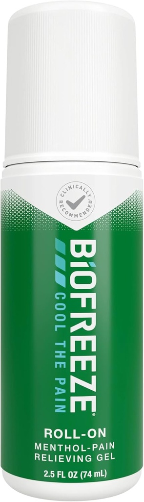 Biofreeze Roll On Pain Relief, Knee & Lower Back Relief, Arthritis Dolor de dolor, Sore Muscle Relief, Neck Doin Relief, Cooling Joint Pain, FSA Eligible, Menthol Gel 2.5 Fl Oz