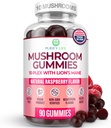 World's First Mushroom Complex Gummies - 10x Mushroom Supplement w Lions Mane (90 Chews 2500mg/serving) Nootropic Brain Supplement, Immune Support & Stress Relief - Replace Pills & Capsules, 7-Keto