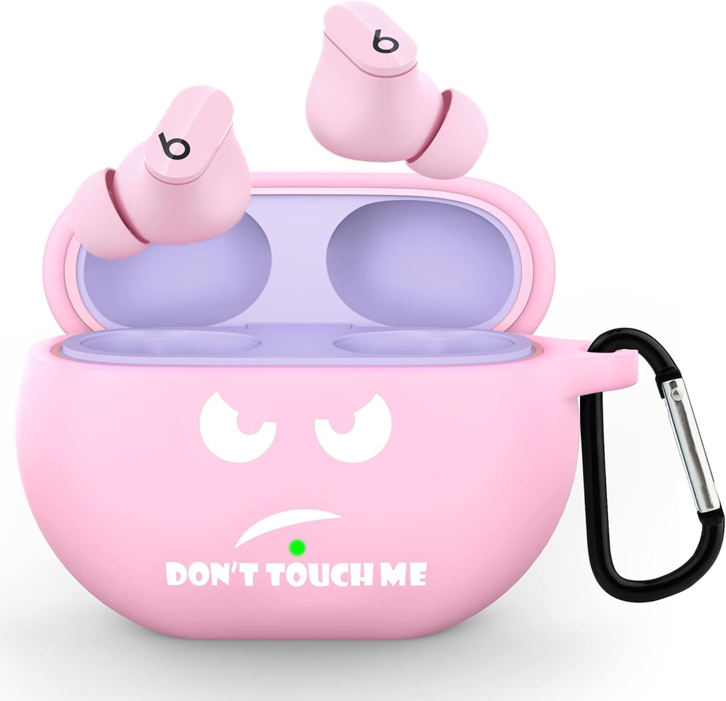 Funda funda de silicona CACOE para Beats Studio Buds/Beats Studio Buds + 2023,Protective Skin Beats Studio Buds Cases Shockproof Cute Funny Print Accessories with Keychain(Pink)