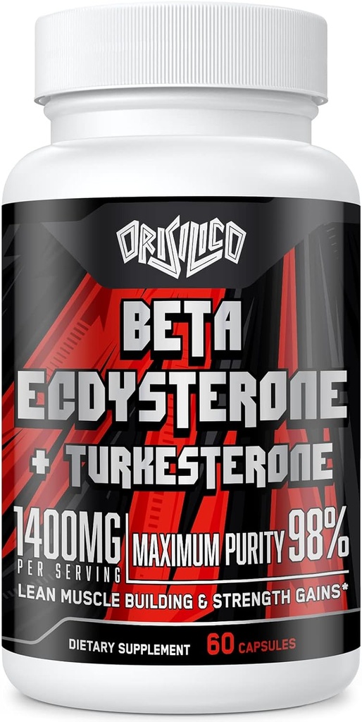 1400mg Beta Ecdysterone y Turkesterone Suplementos, Maximizar 98% Beta Ecdysterone & 20% Turkesterone Extracto para Masa muscular, Fuerza, Síntesis de proteínas, 60 cápsulas