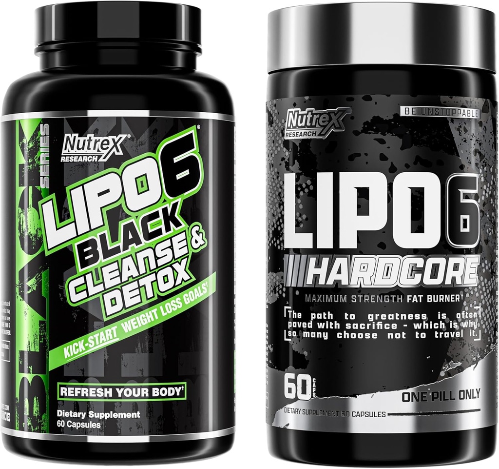 Nutrex Research Lipo-6 Cleanse " Detox for Weight Loss and Lipo-6 Hardcore Supplement, Supports Metabolism
