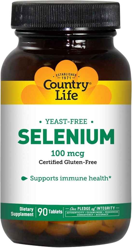 Country Life Selenium 100 mcg, Yeast Free - 90 Tablets